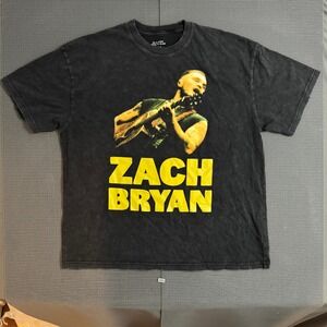 Zach Bryan Quittin Time Tour 2024 T-Shirt XL Black Mineral Wash Concert Tee
